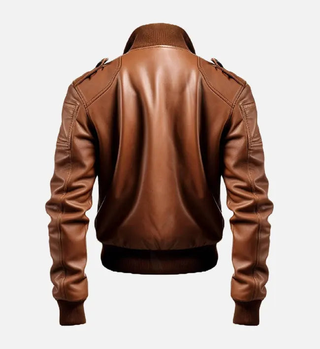 Men's Bomber Brown Real Leather Jacket