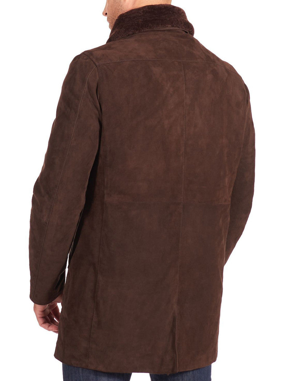 Dark brown suede leather coat