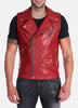 Mens Red Biker Leather Vest