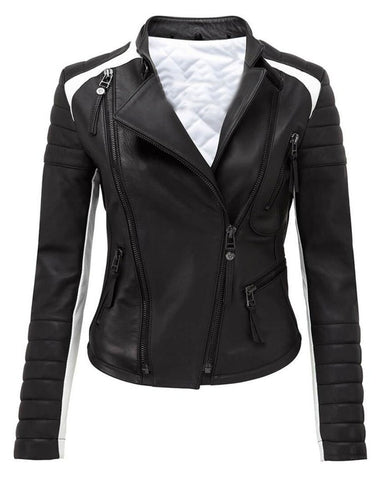 Glowrexs Luna Monochrome Womens Biker Stylish Jacket