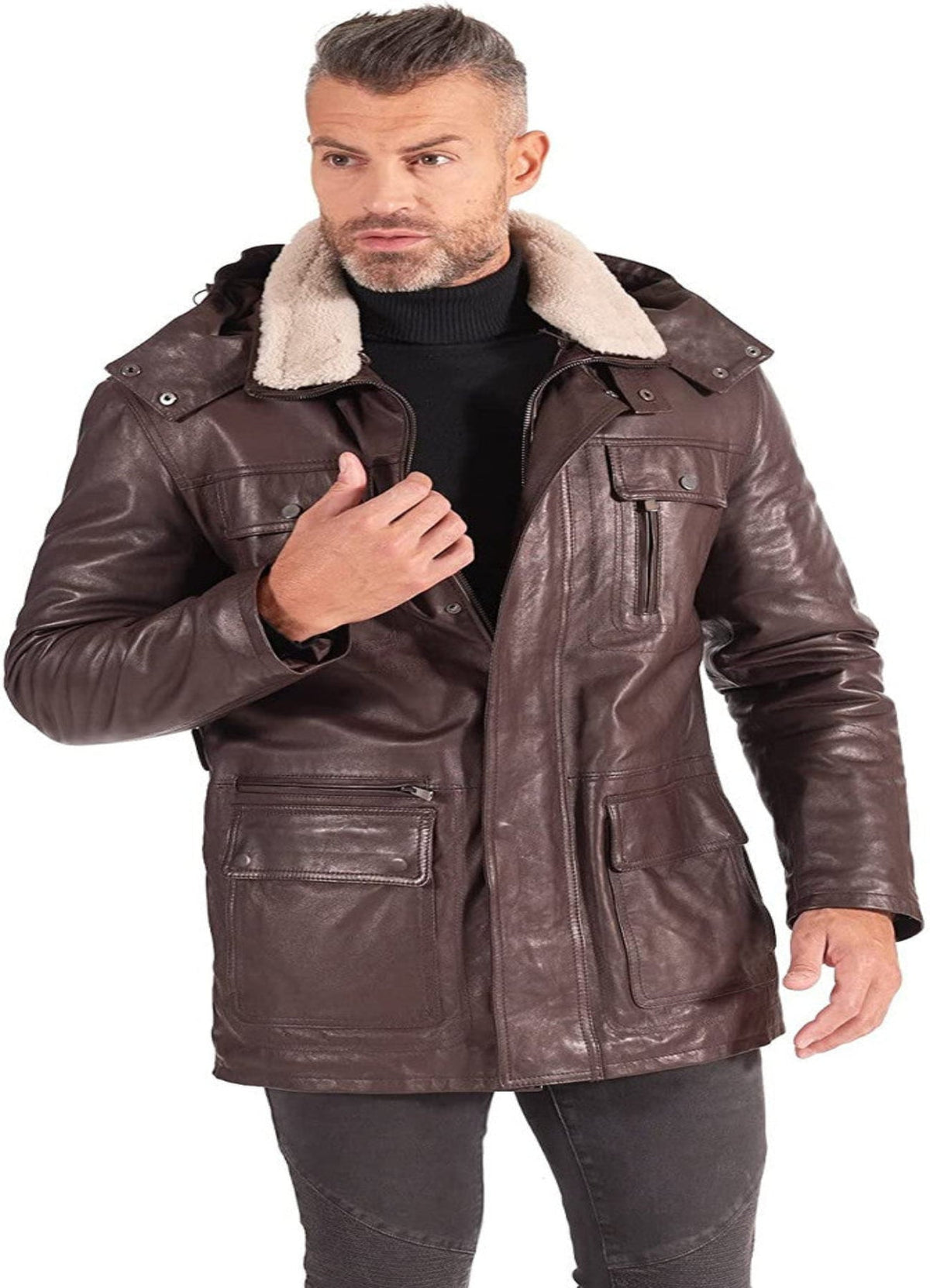 Men's Brown Vintage Leather Coat