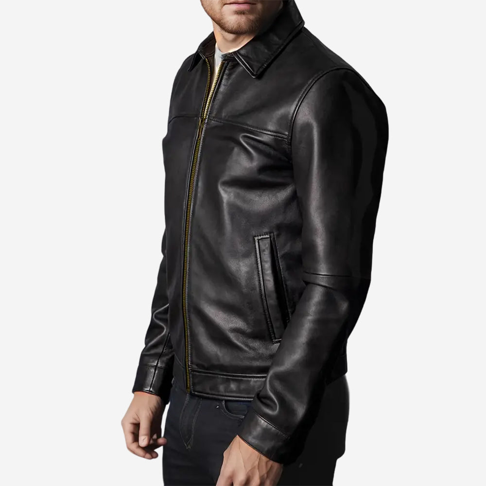 Varia Mens Black Leather Jacket