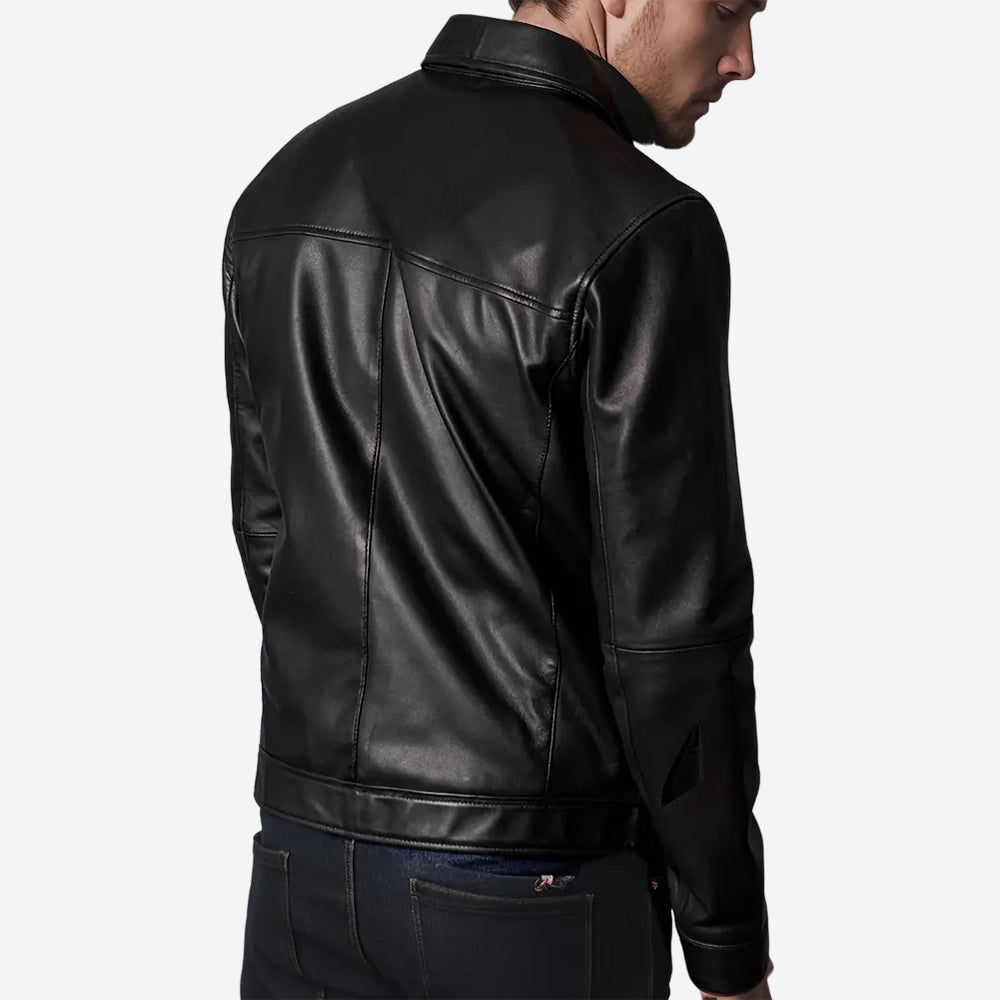 Varia Mens Black Leather Jacket