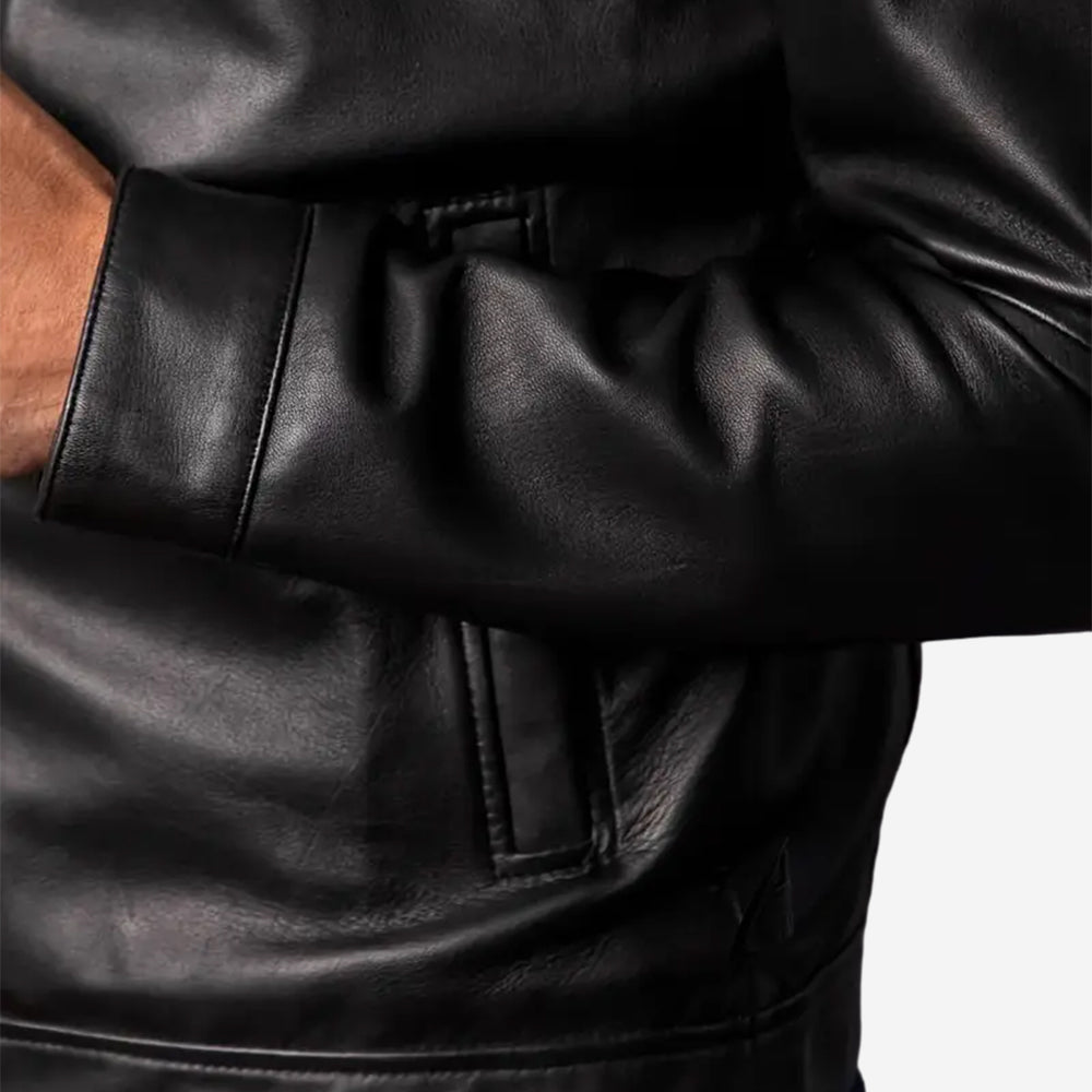 Varia Mens Black Leather Jacket