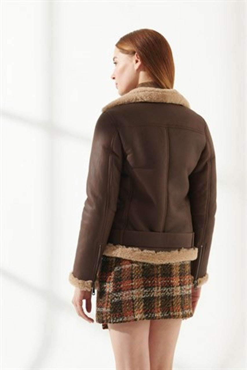 Women's Chocolate Brown Shearling Jacket