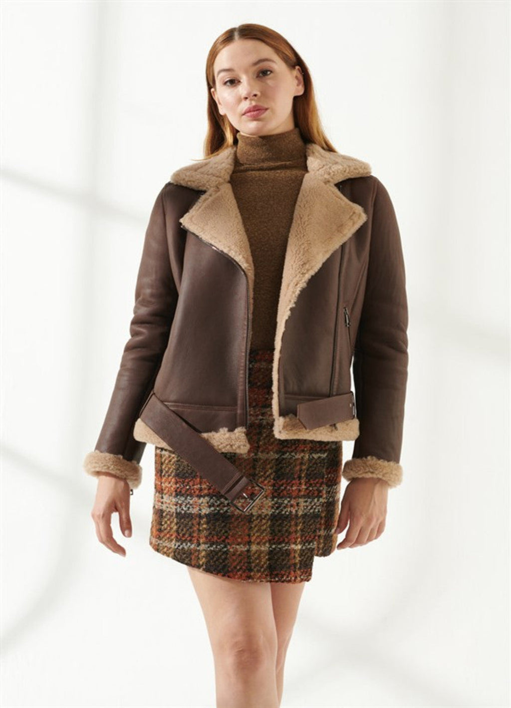 Women's Chocolate Brown Shearling Jacket