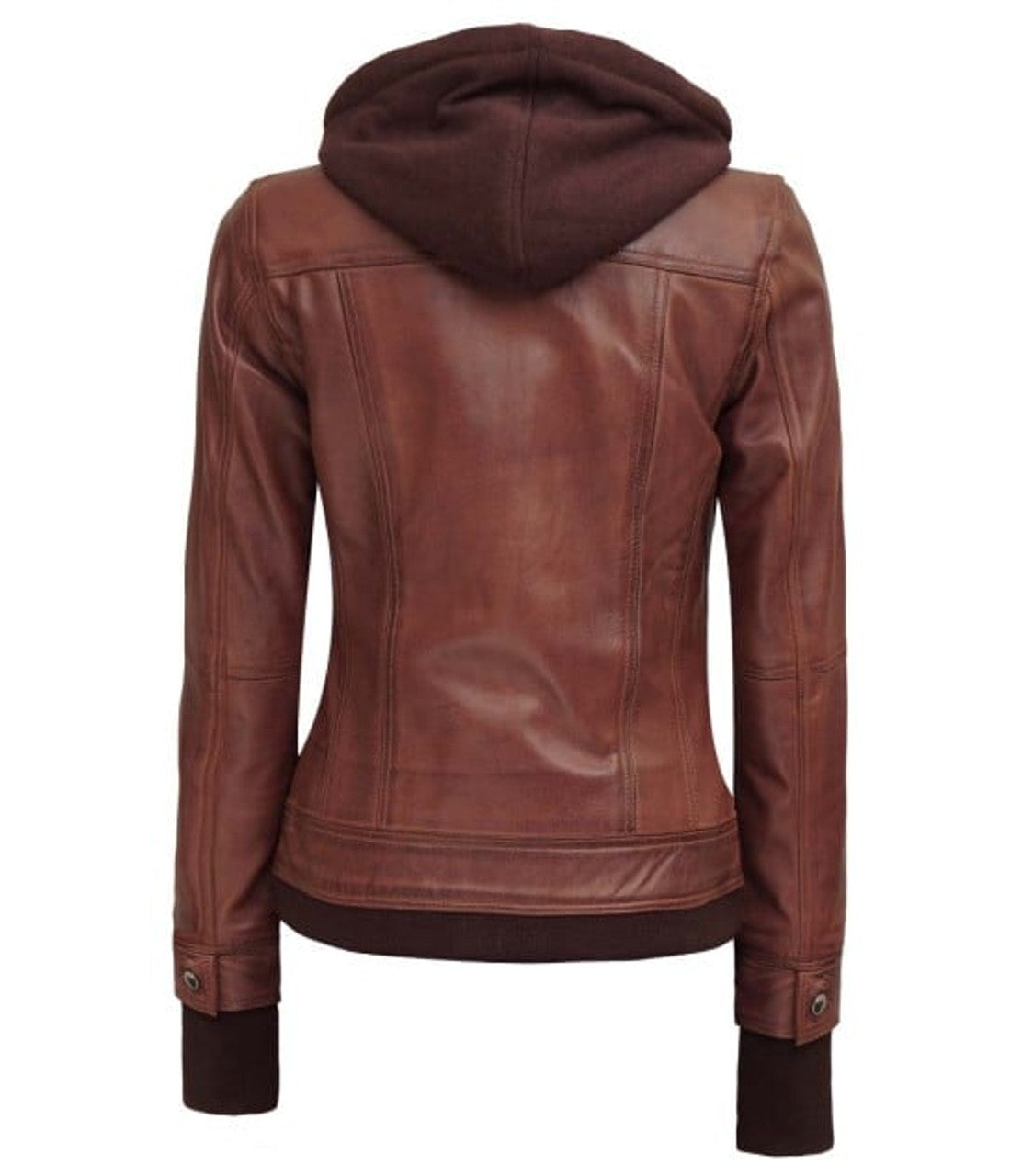 Women's Removable Hooded Bomber Leather Jacket