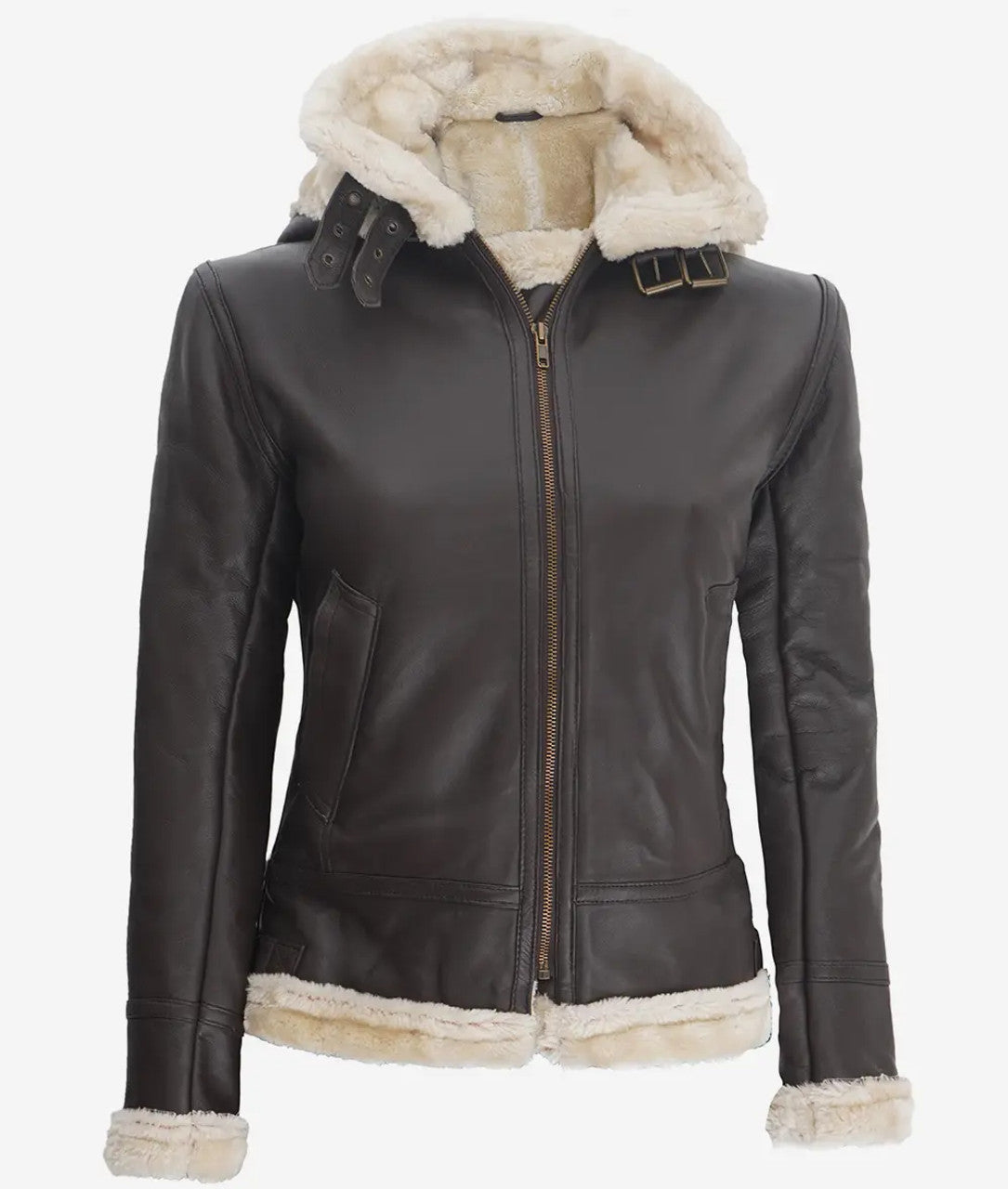 Womens Dark Brown Shearling Leather Jacket