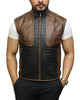 Glowrexs Men's Black and Brown Body Warmer Leather Vest