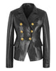 Glowrexs Women's Double Breasted Leather Blazer