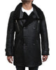 Glowrexs Men's Black Foldable Notched Fur collar Duffle Coat