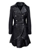 Glowrexs Women's Back Buckle Real Leather Long Gothic Coat