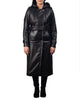 Glowrexs Women's Hooded Real Leather Long Trench Coat
