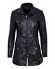 Glowrexs Women's Gothic Style Mid Length Real Sheepskin Leather Coat