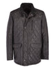 Glowrexs Men's Diamond Quilted Black Leather Coat