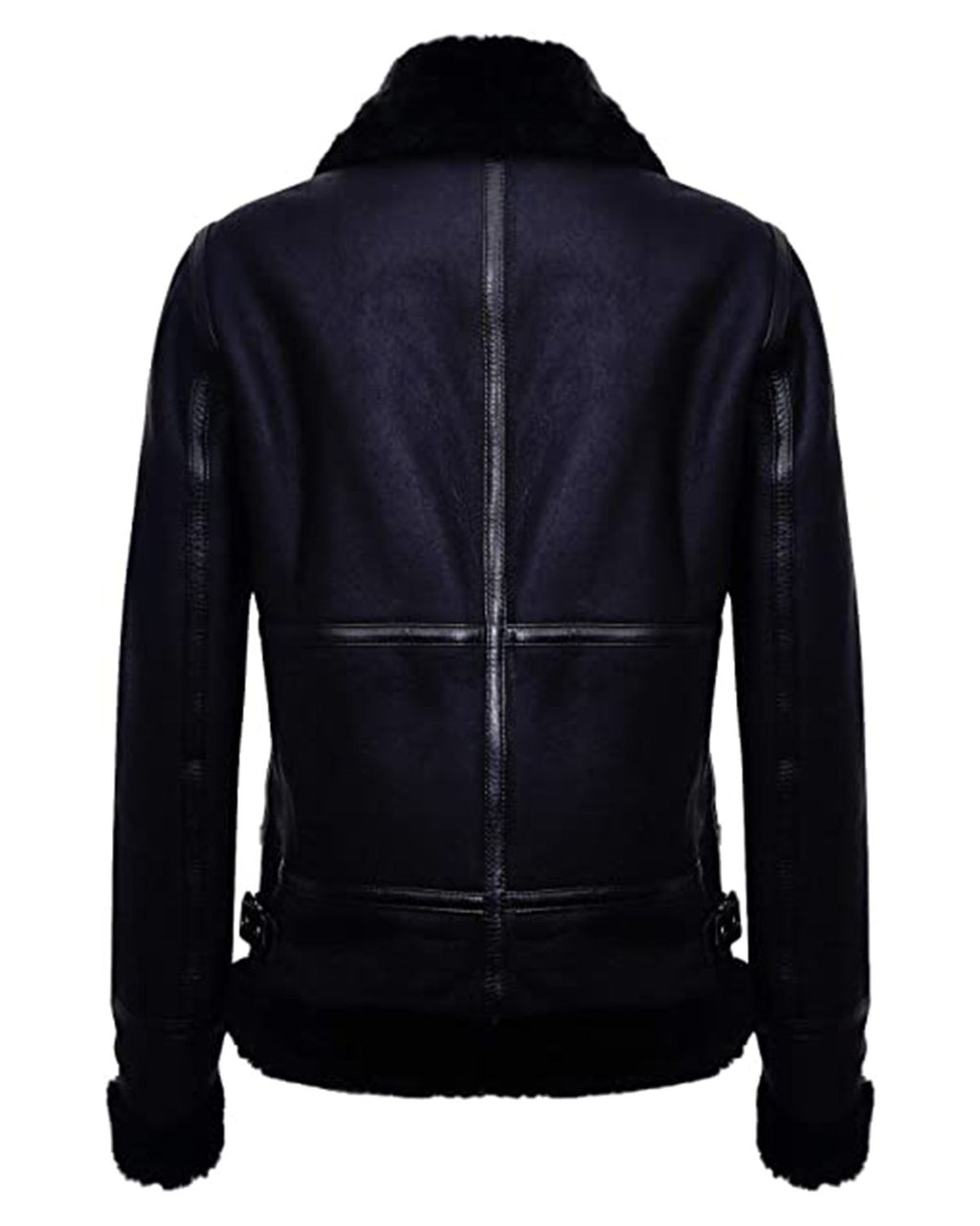 Glowrexs Women's Black Aviator Biker Genuine Sheepskin Leather Jacket