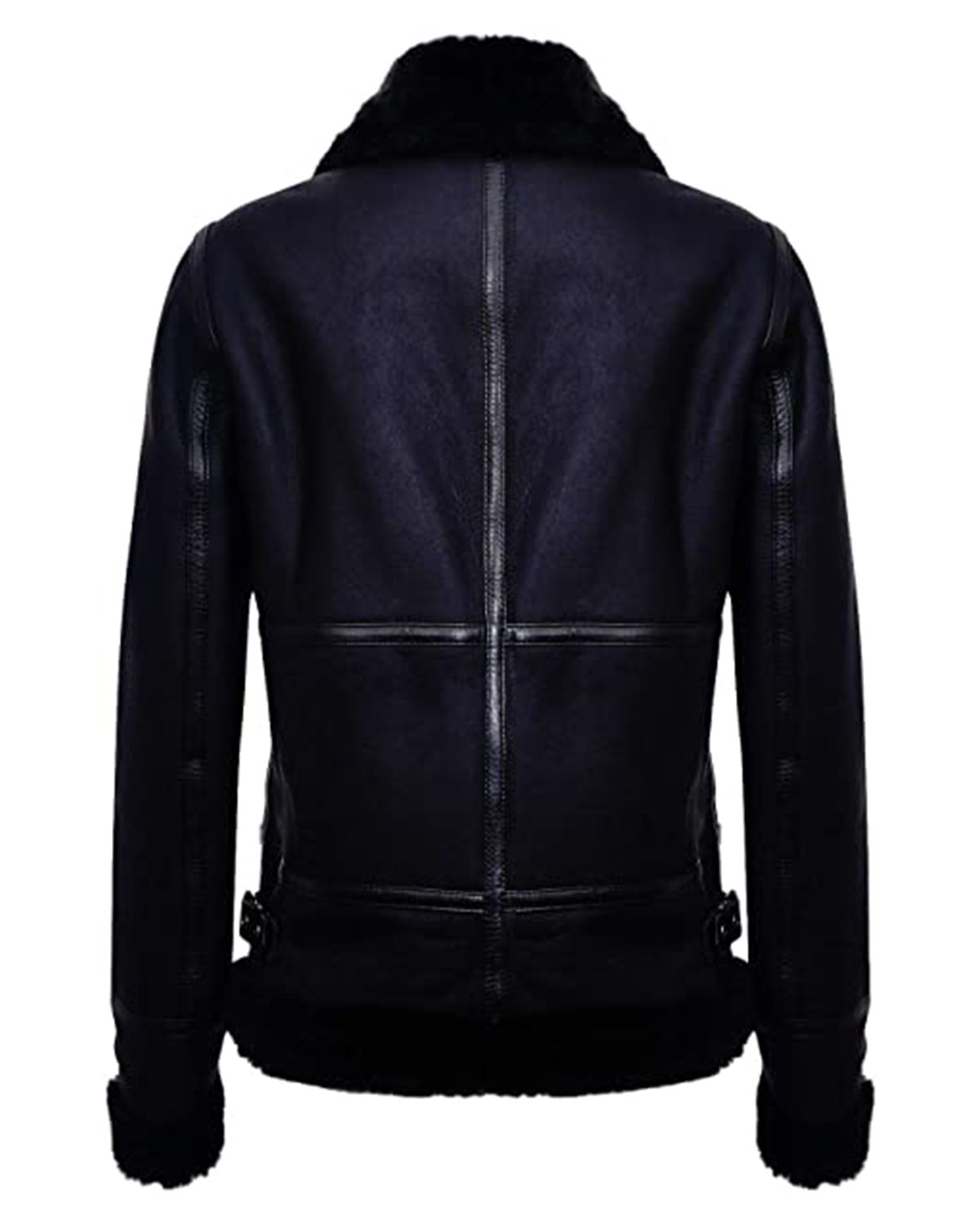 Glowrexs Women's Black Aviator Biker Genuine Sheepskin Leather Jacket