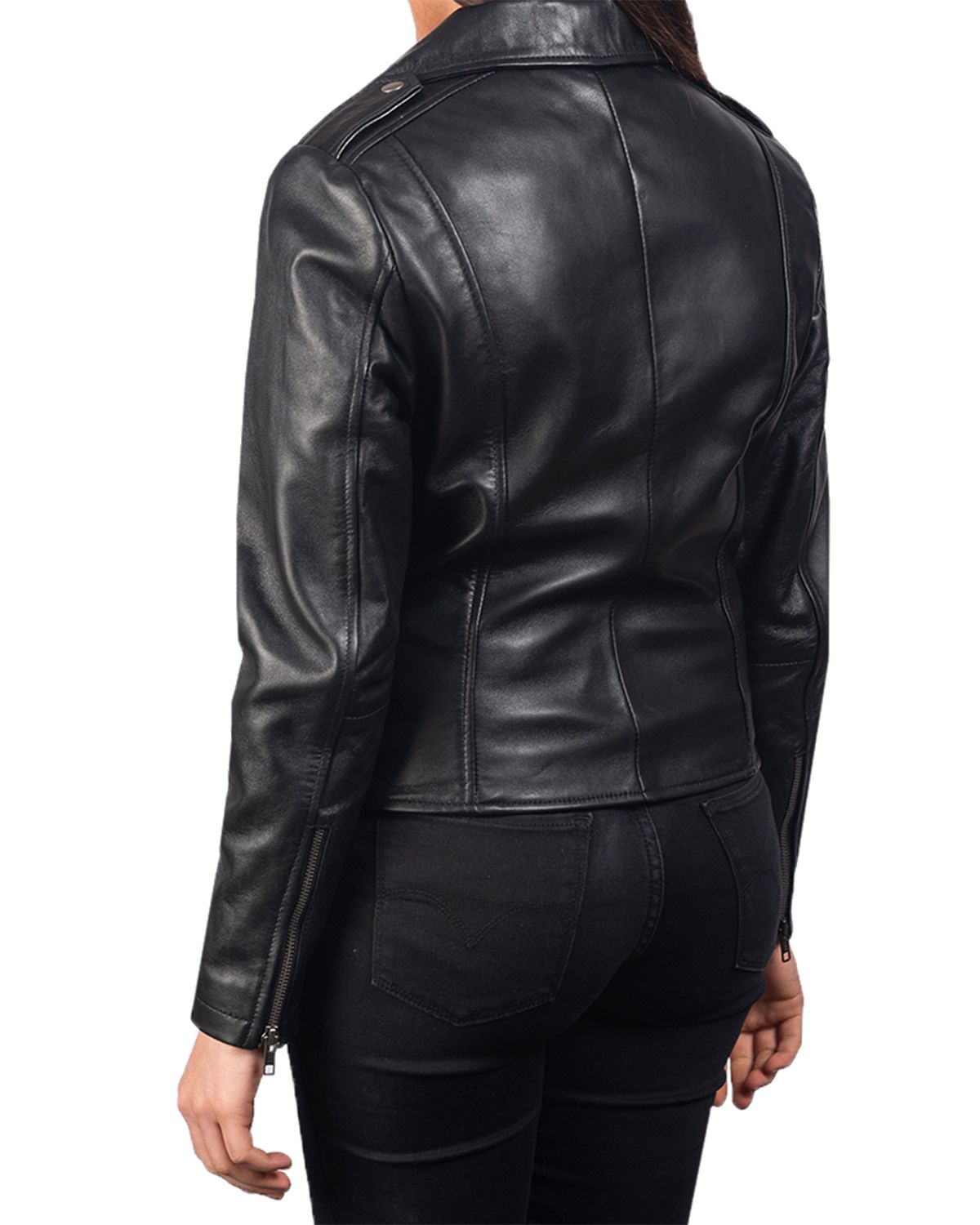 Glowrexs Women's Notch Collar Stylish Biker Leather Jacket