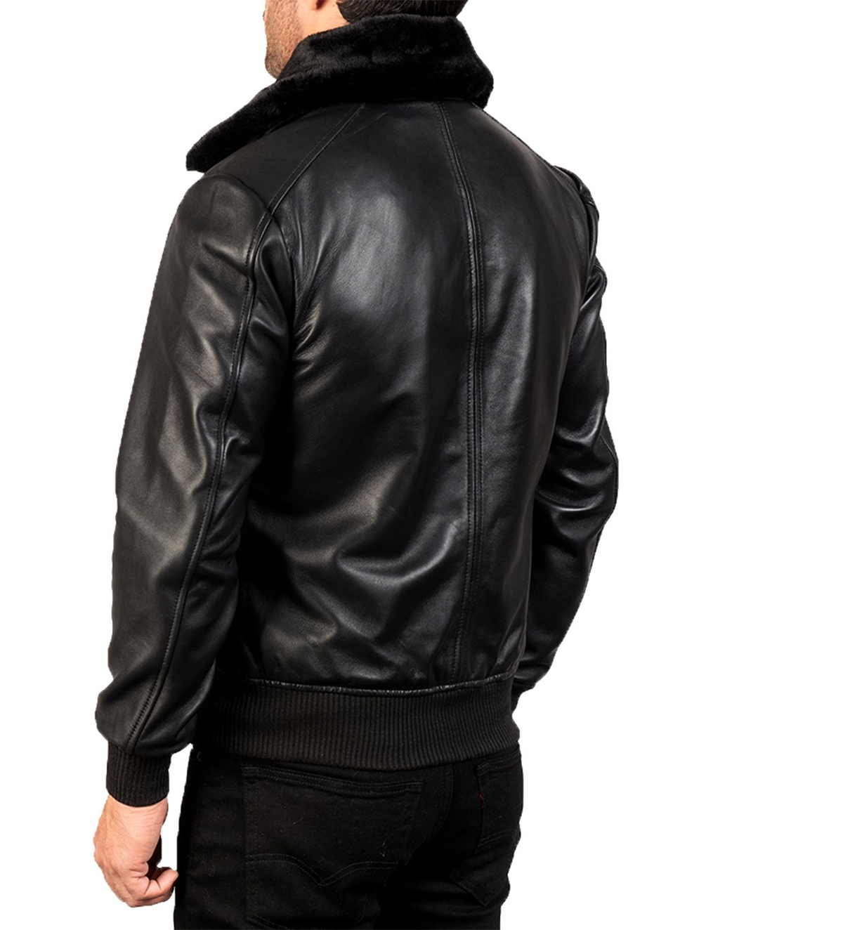 Glowrexs Men's G-1 Bomber Real Sheepskin Leather Jacket