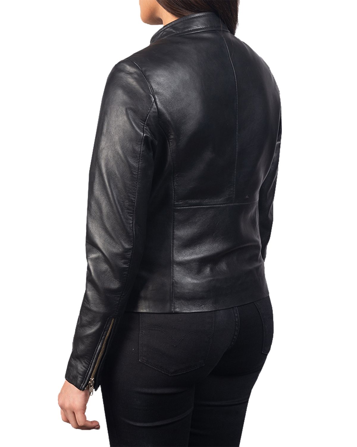 Glowrexs Women's Plain Biker Leather Jacket
