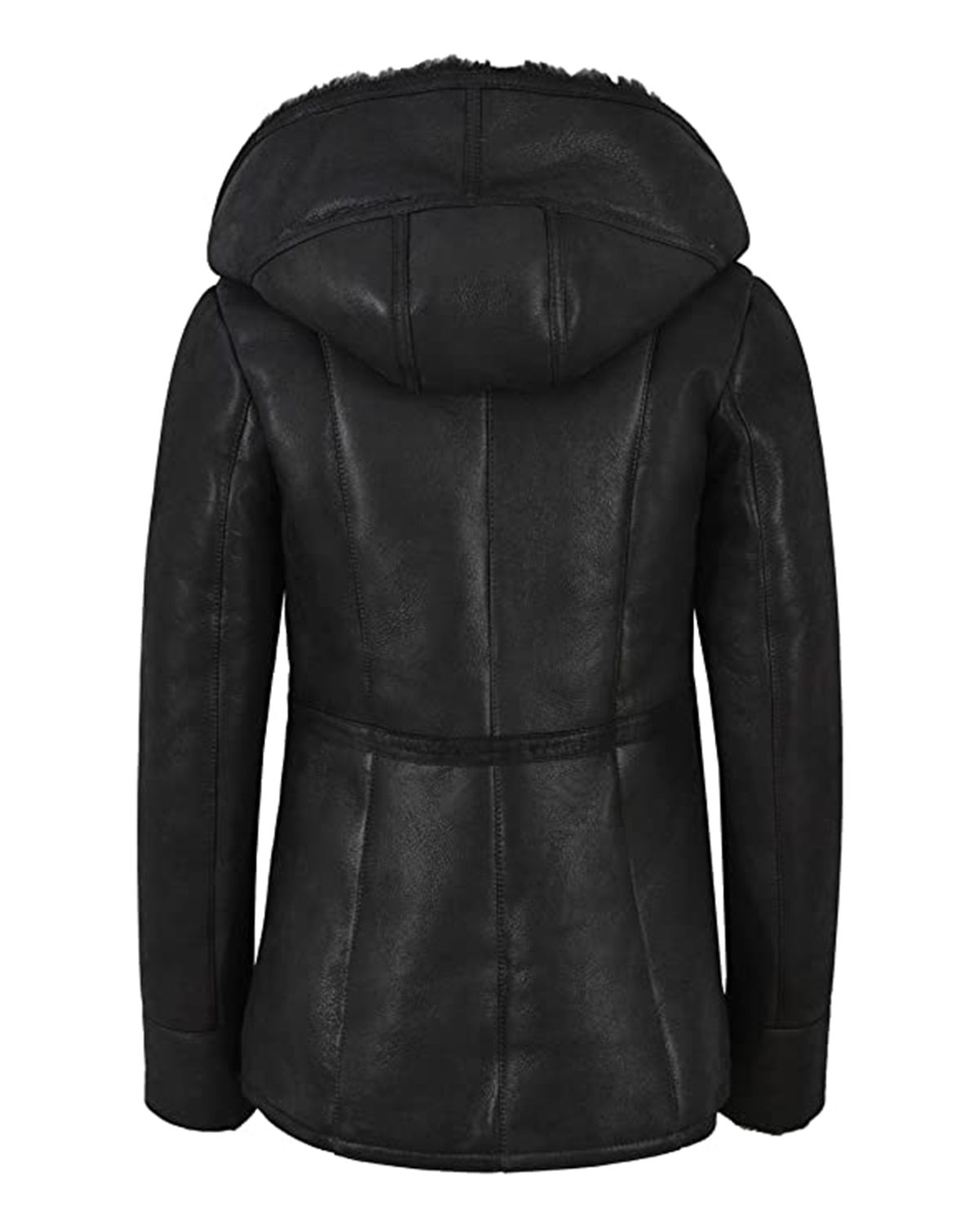 Glowrexs Women's Hooded Fur Shearling Long Jacket