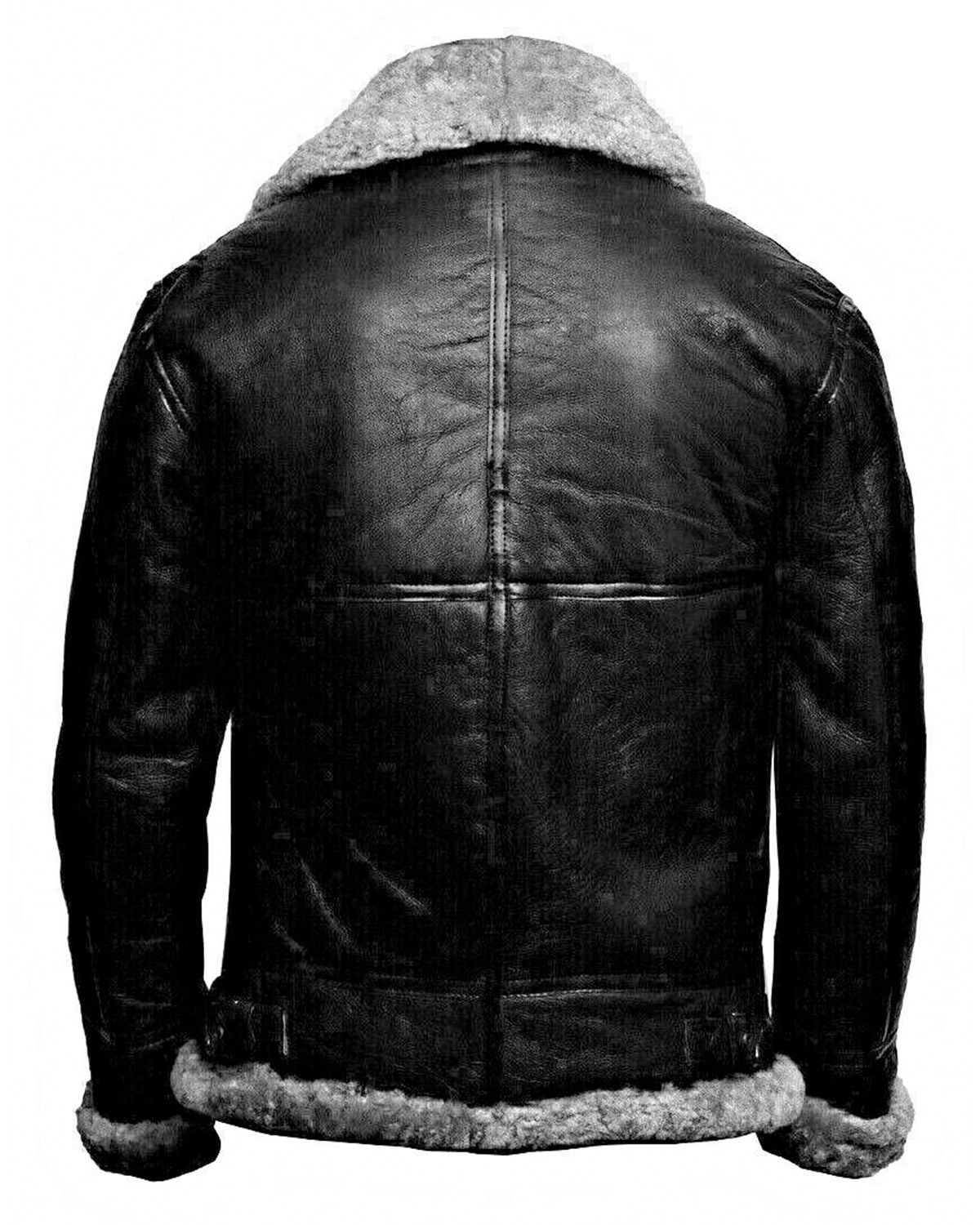 Glowrexs Men's Grey RAF Aviator Pilot Flying B3 Bomber Real Leather Jacket