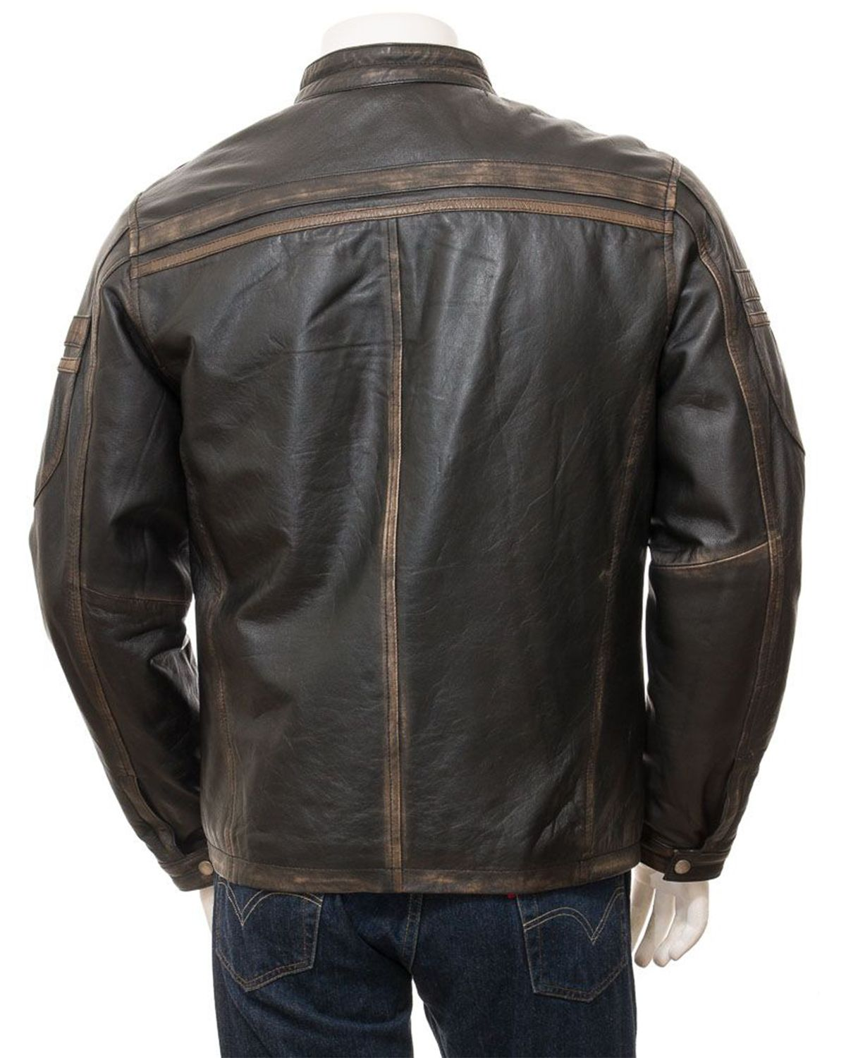 Glowrexs Men's Vintage Black Leather Biker Jacket