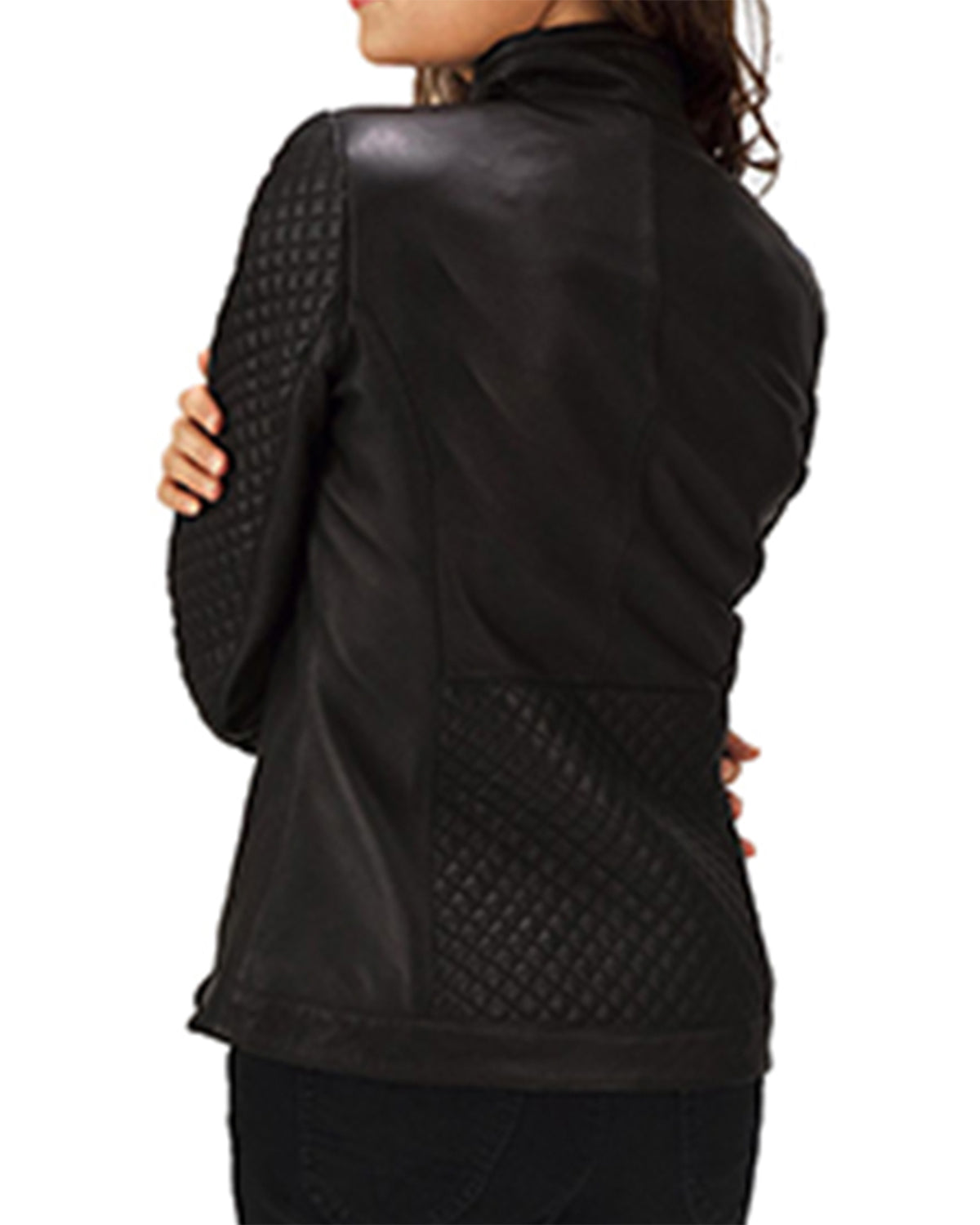 Glowrexs Women's Quilted Black Leather Jacket