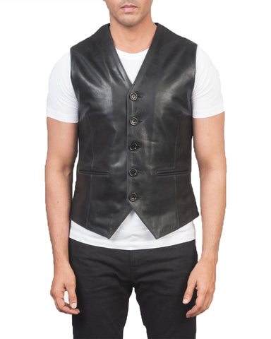 Glowrexs Men's Distressed Genuine Sheepskin Leather Vest