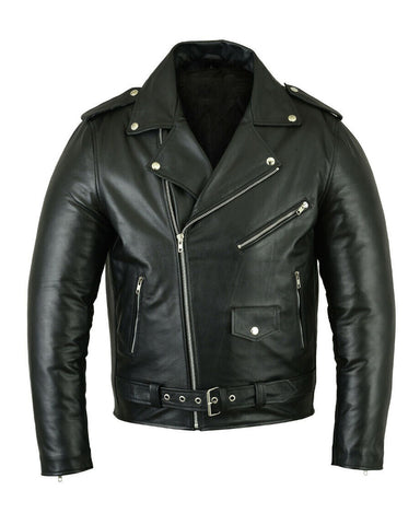 Glowrexs Men's Black Brando Biker Jacket