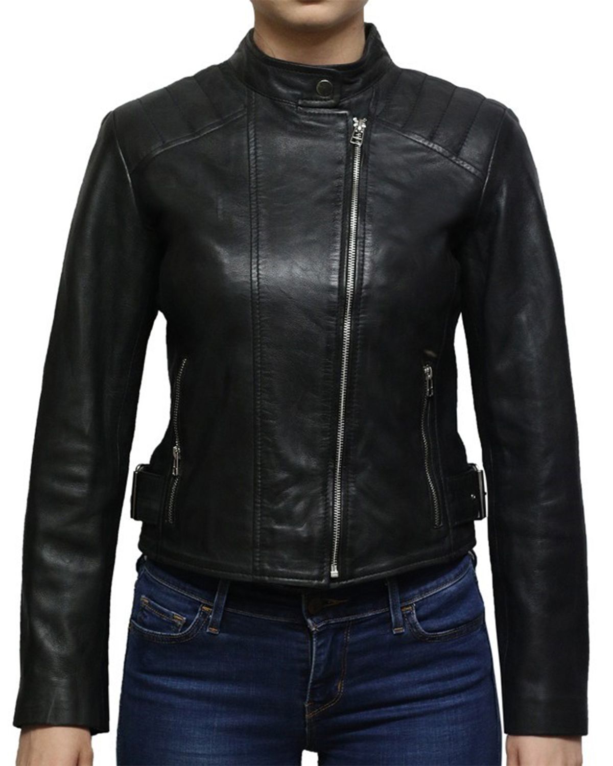 Glowrexs Women's Black Short Length Biker Jacket