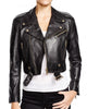 Glowrexs Women's Belted Black Cropped Leather Jacket