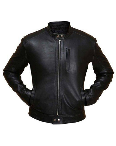 Glowrexs Men's Black Bike Hunt Real Sheepskin Leather Jacket