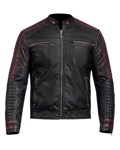 Glowrexs Mens Stylish Black Biker Real Leather Jacket