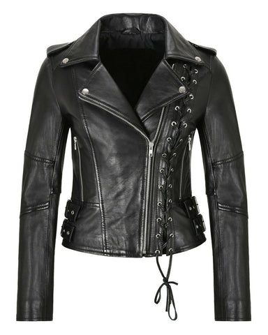 Glowrexs Stylish Side Laced Women's Slim Fit Biker Jacket