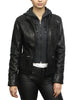 Glowrexs Women's Short Hooded Leather Biker Jacket