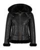 Glowrexs Women's B3 Bomber Hooded Classic Shearling Jacket