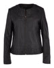 Glowrexs Women's Stylish Collarless Genuine Sheepskin Leather Jacket