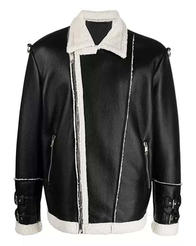 Glowrexs Faux Shearling Moto Jacket Black