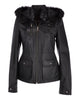 Glowrexs Womens Hooded Biker Real Sheepskin Leather Jacket