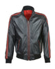 Glowrexs Men's Striped Collar Leather Bomber Jacket