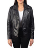 Glowrexs Women's Notch Collar Stylish Biker Leather Jacket