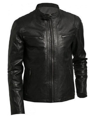 Glowrexs Biker Mens Real Leather Jacket