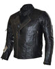 Glowrexs Black Vintage Cafe Racer Motorcycle Leather Jacket