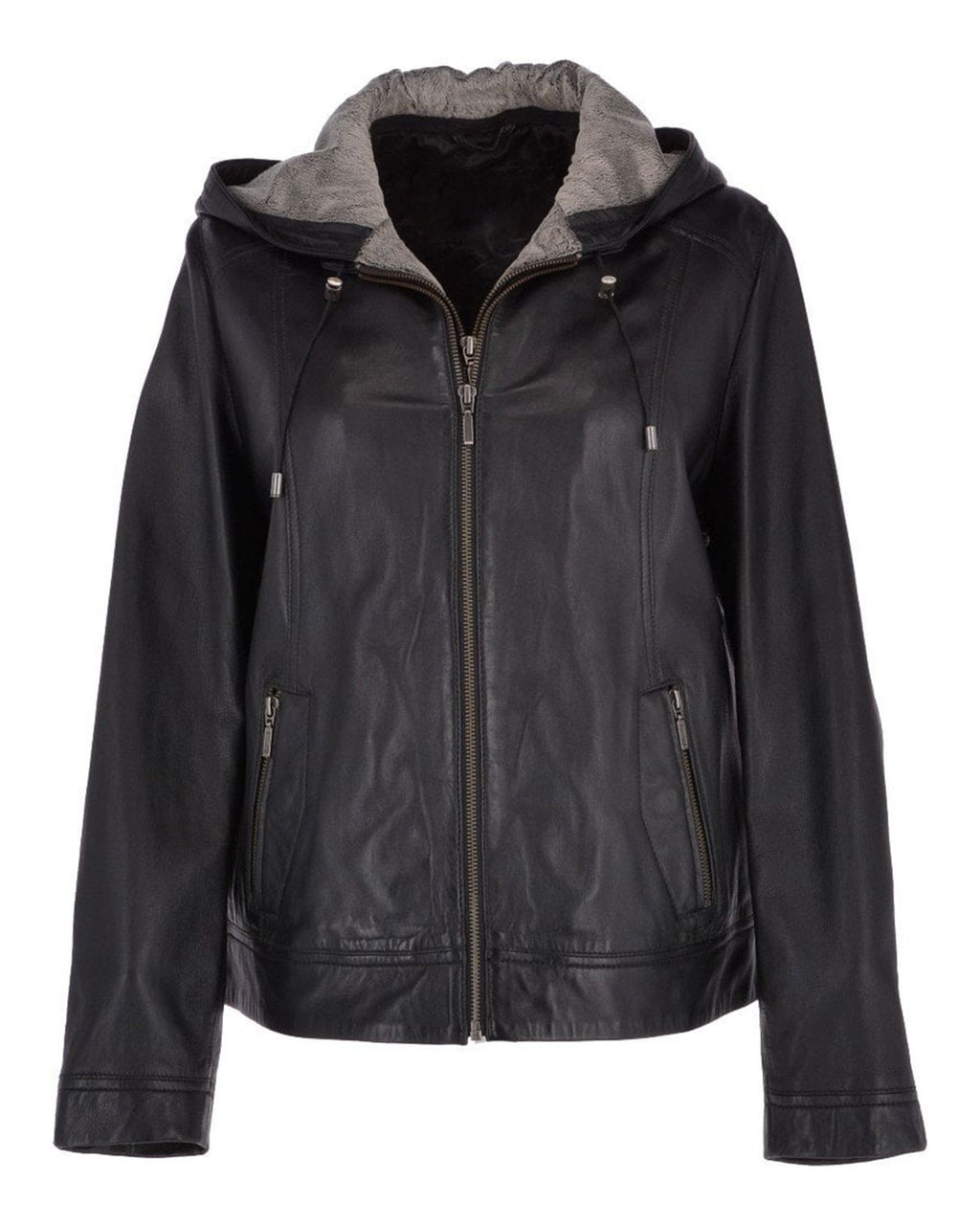Glowrexs Women's Two-In-One Leather Hooded Jacket