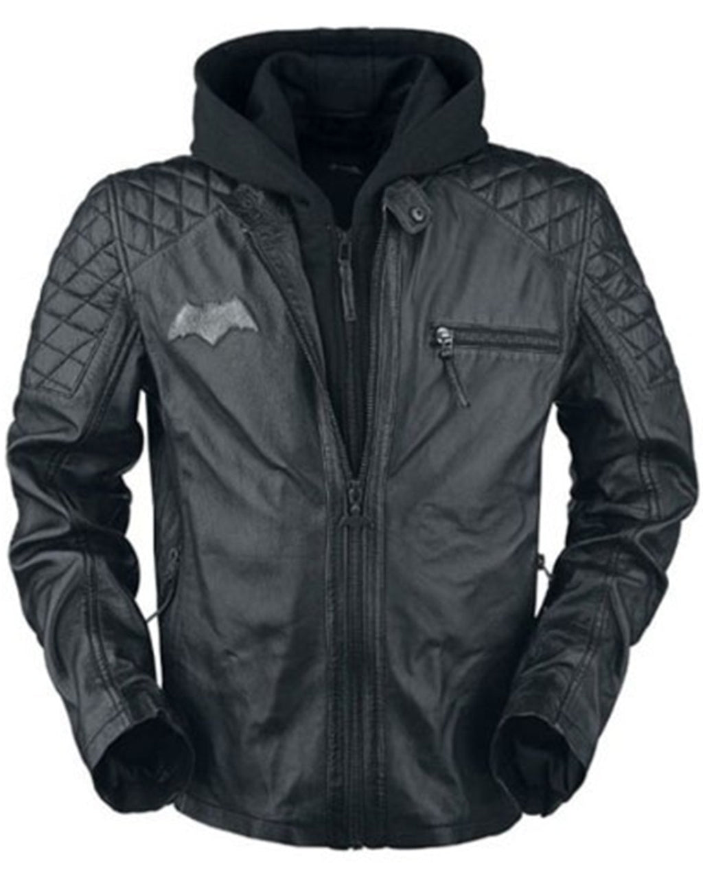 Batman Black Biker Jacket with Removable Hoodie