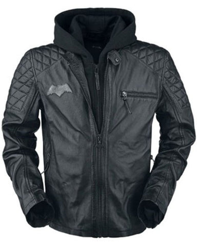 Batman Black Biker Jacket with Removable Hoodie