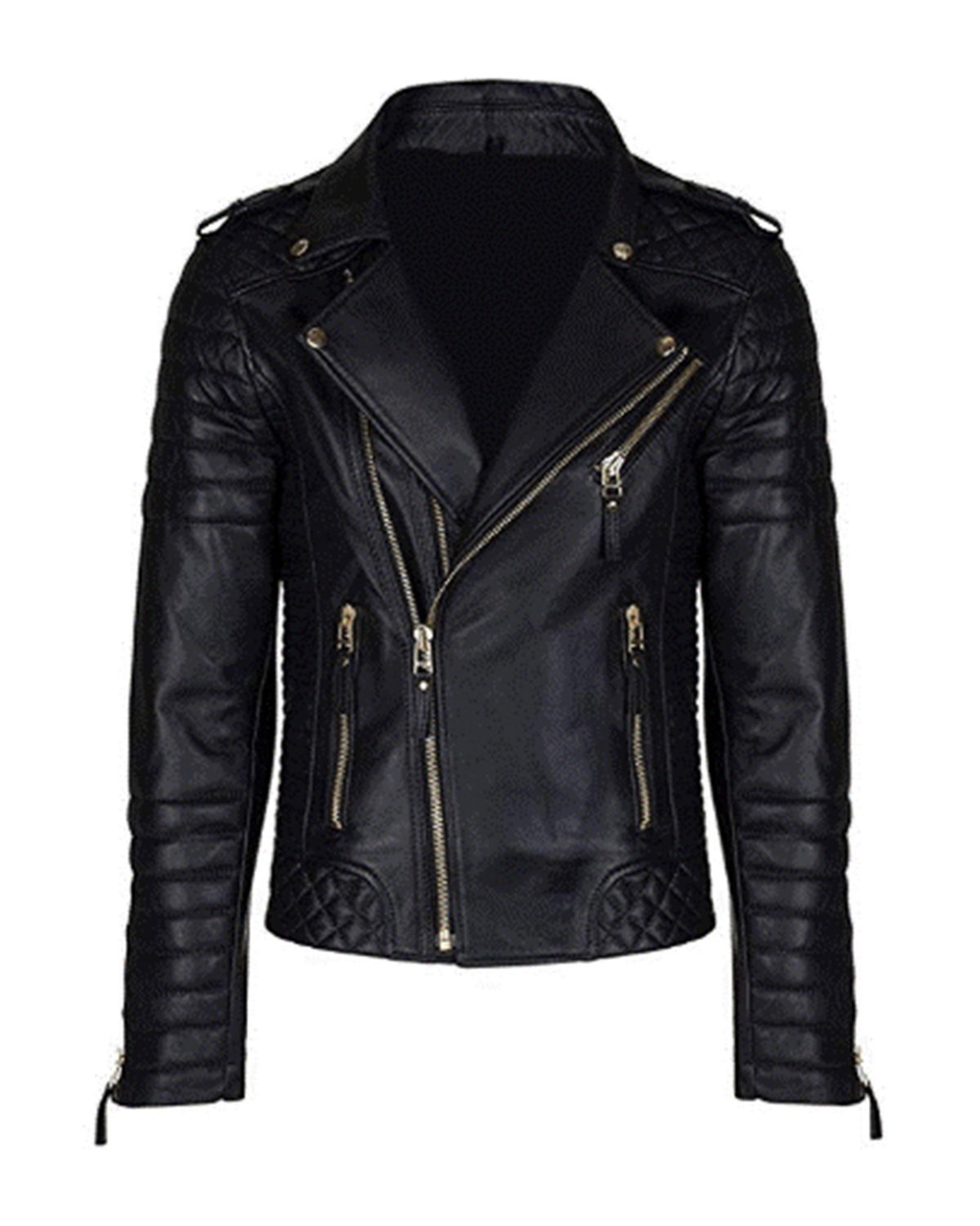 Glowrexs Men's Quilted Black Biker Jacket
