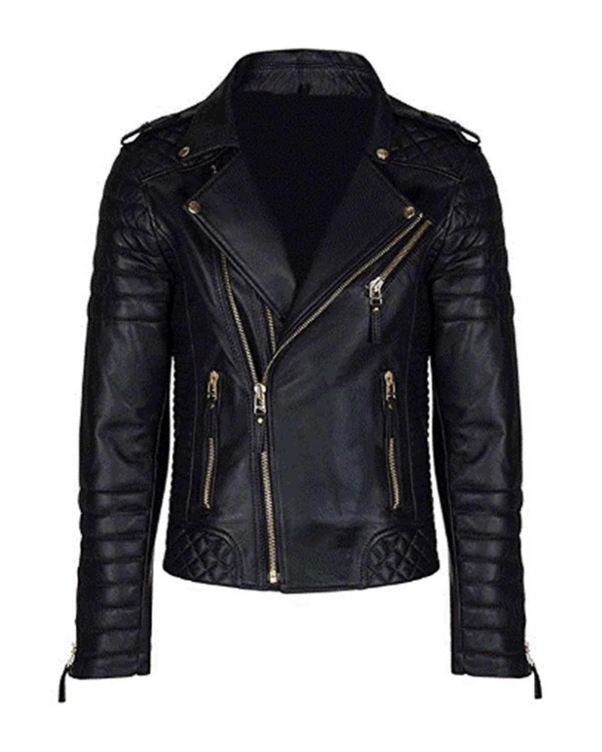 Glowrexs Men's Quilted Black Biker Jacket