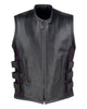 Glowrexs Men's Adjustable Velcro Straps Biker Real Leather Vest